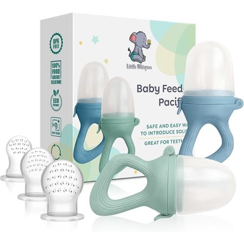 LittleWhispers Baby Fruit Food Feeder Pacifier - Infant Feeding Teether - 2 Piece (Blue & Green)