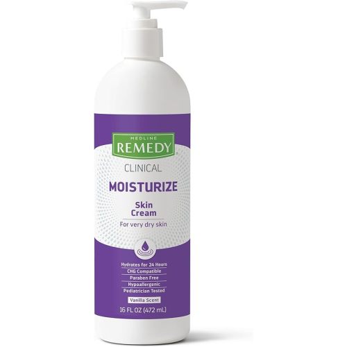 Medline Remedy Clinical Skin Cream, Vanilla Scent (16 fl oz), Moisturizing Face and Body Cream for All Ages, Paraben & Sulfate Free, Quick Absorbent Formula, Hypoallergenic Skin Moisturizer