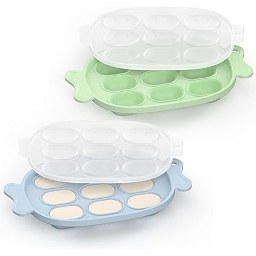 Breastmilk Popsicle Molds, Silicone Nibble Freezer Tray, Baby Fruit Food Feeder Teether Tray with Lids, Food Storage Container Ice Cube Maker BPA Free for Homemade Baby Meals