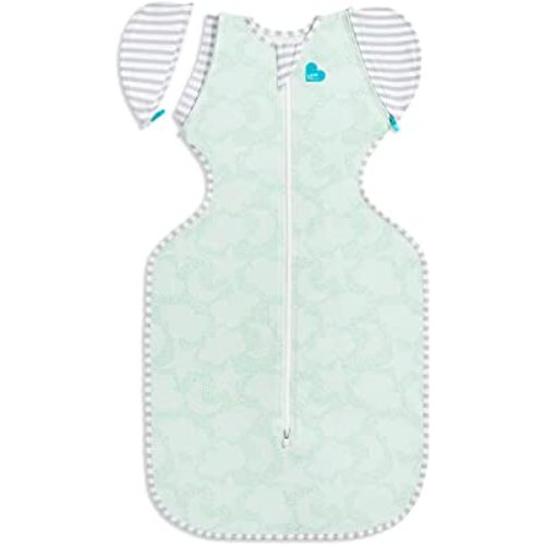 Love to Dream Transition Bag Organic 1.0 TOG, Celestial Dot Mint, Medium, 13-19 lbs., Patented Zip-Off Wings, Gently Help Baby Safely Transition from Being swaddled to arms Free Before Rolling Over