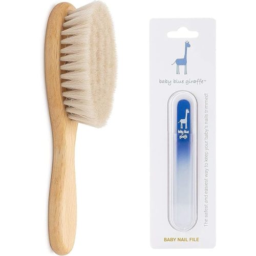 Baby Nail File by baby blue giraffe Color Blue & Super Soft Baby Hair Brush by baby blue giraffe