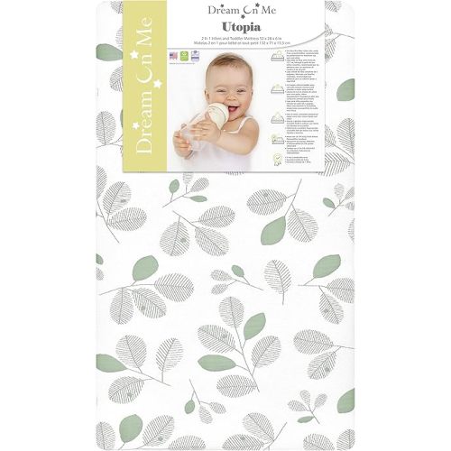 2 in 1 Infant Crib and Toddler Bed Mattress, Greenguard Gold and JPMA Certified Crib Mattress, Copper-Infused Toddler Layer, Removable Zipper Cover, Utopia Green