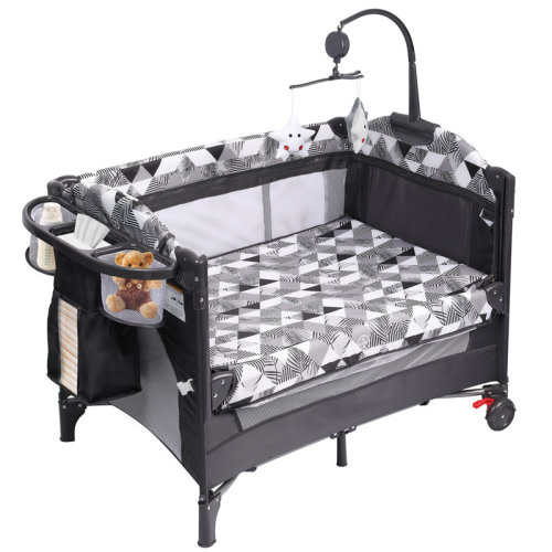 Symple Stuff Aiddan Rocking Bedside Crib with Mattress and Stand | Wayfair