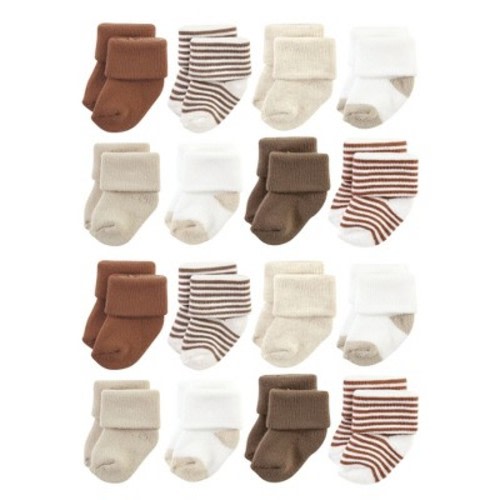 Hudson Baby Cotton Rich Baby Terry Socks 16-Pack, Color: Neutral brown, Size: 0-6 months