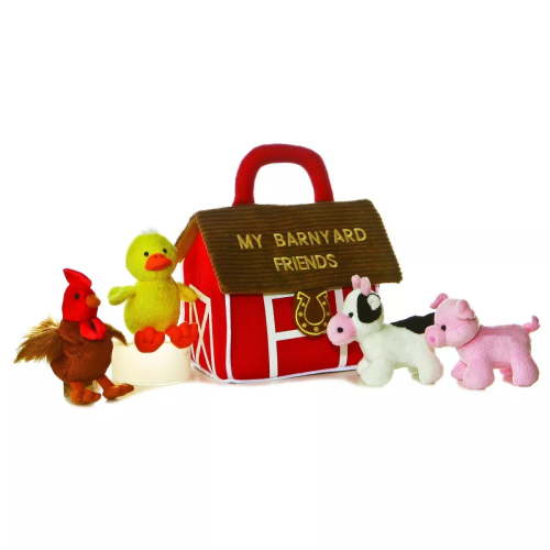 Aurora World Little Toys Stuffed Farm Set - My Barnyard Friends Plush Playset with Animal Sounds
