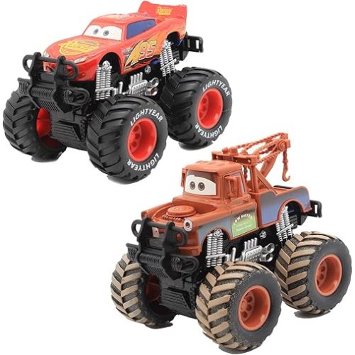 2-Pack Car 3 Toys, Movie Car Toys, Trailer Mater, McQueen,Wild Big Wheel Toy Car