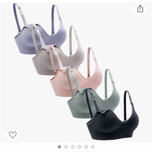 Suekaphin Nursing Bra 5pack Wireless Deep V Neck Maternity Nursing Bra Bralette Sleeping Breastfeeding with Extra Extenders