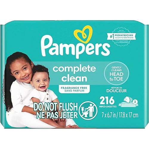 Pampers Complete Clean Baby Wipes - Fragrance Free 3X 216 Count