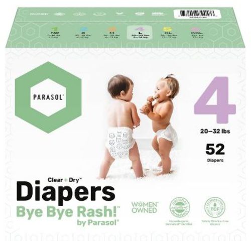 Parasol Clear+dry Natural Disposable Diapers - Size 4 - 52ct