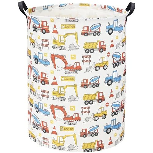 HIYAGON Kids Laundry Basket Baby Hamper for Nursery Boy Kids Hamper Cute Kids Toys Storage Bin Organizer Engineering Vehicle Room Decor for Home(Engineering Vehicle)