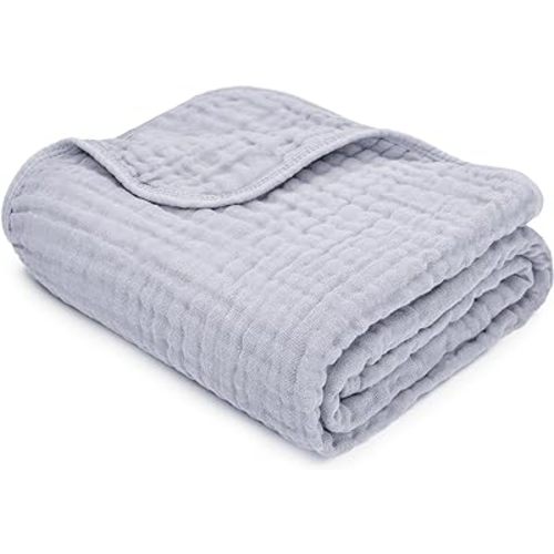 Comfy Cubs Muslin Baby Blanket - Soft, Lightweight, 6-Layer Cotton Swaddle Blankets for Newborns, Infants & Toddlers - 40" x 40" Large, Breathable & Versatile for Sleeping & Tummy Time - Heather