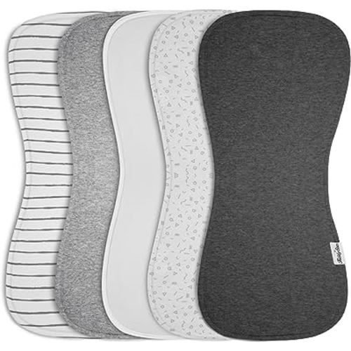 100% Organic Cotton Baby Burp Cloths (5-Pack): Large (21''X10'') Towels for Infants, Newborns, Babies - Soft & Absorbent Burping Rags