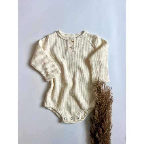 Waffle Long Sleeve Bodysuit | Buttercream