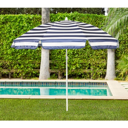 Navy Rugby Stripe Beach Umbrella