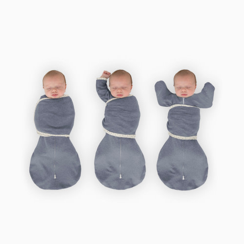 SwaddleDesigns Omni Swaddle Sack with Arms Up Half-Length Sleeves and Mitten Cuffs - Heathered Denim, Small 6-14 Lbs (0-3 Months)