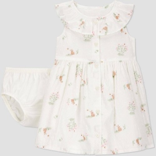 Carter's Just One You®️ Baby Girls' Floral Printed Dress - White 3M