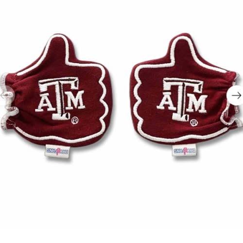 Texas A&M Gig Em Maroon Newborn Baby Mittens