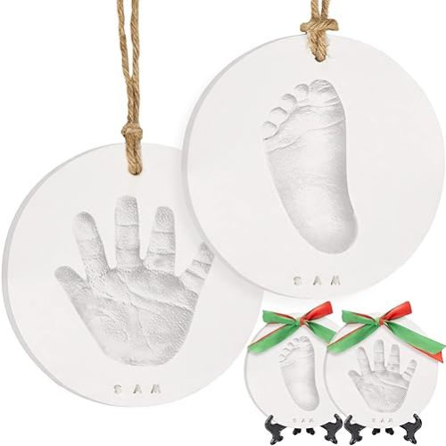 Baby Hand and Footprint Kit -Personalized Baby First Christmas Ornament,Baby Footprint Kit for Toddlers,Baby Keepsake Handprint Ornament Making Kit, Baby Shower Gifts for Newborns(Multi-Colored Paint)