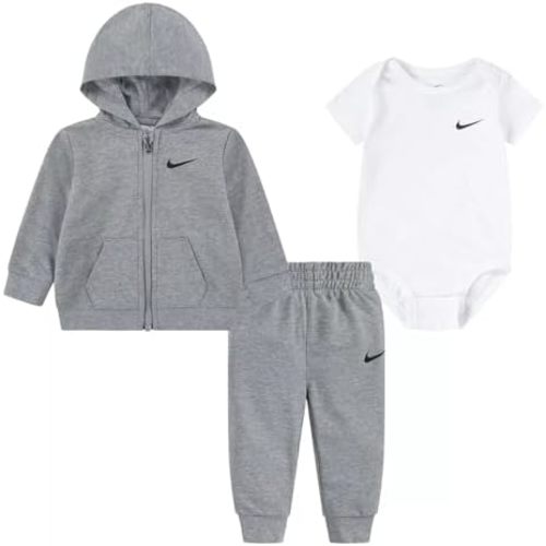 Nike Baby Boy Full Zip Hoodie, Bodysuit And Sweatpants 3 Piece Set (G(56L940-042)/W)