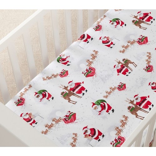 Heritage Santa Organic Crib Fitted Sheet | Pottery Barn Kids