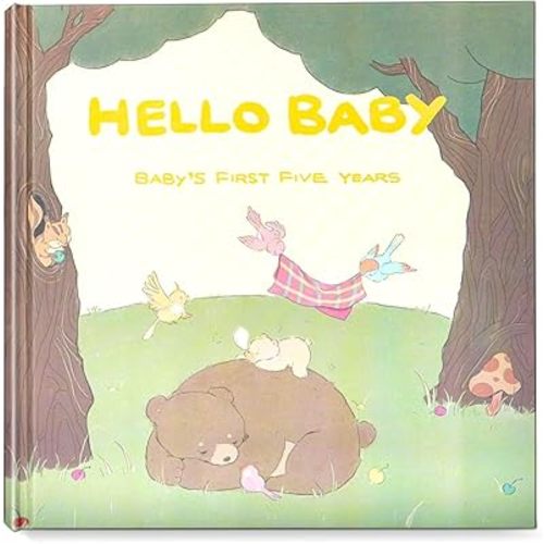 Baby Book Keepsake for Boy or Girl, Baby Memory Book from Pregnancy to Age Five, Baby Book Baby Journal to Record Milestones and Photos for First 5 Years, Hand-drawn Illustrations Woodland Theme