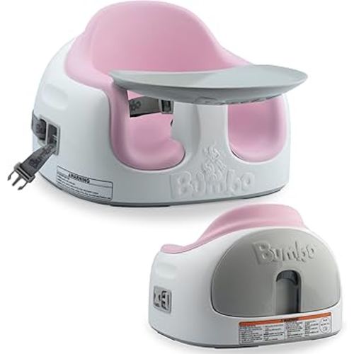 Bumbo 3-in-1 Multi-Seat for 6 to 36 Months, Travel Baby Feeding & Play Floor Seat, All-in-One Portable Booster with Tray & Toddler High Chair, Cradle Pink