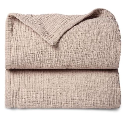 Lulu moon Muslin Baby Blanket Quilt - Crib Blanket for Toddlers 47"× 47" Sand