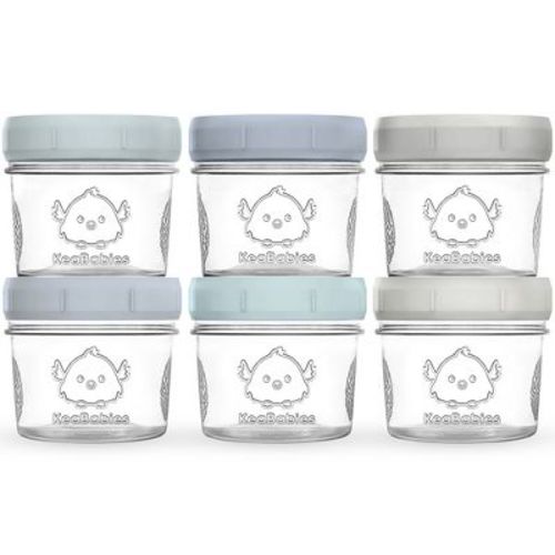 6pk Prep Baby Food Storage Containers, 4 Oz Leak-proof, Bpa Free Glass Baby Food Jars For Feeding (slate)