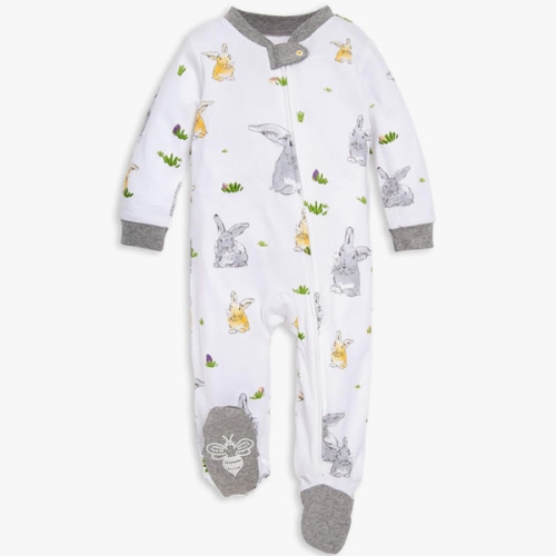 Burt's Bees Baby Baby Girls Pajamas, Zip Front Non-Slip Footed Sleeper Pjs, 100% Organic Cotton