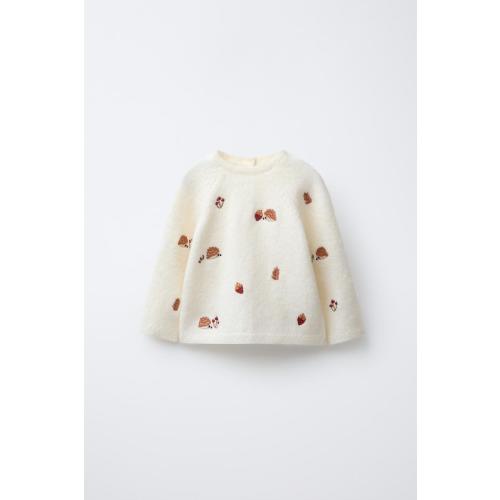 EMBROIDERED HEDGEHOG KNIT JUMPER - Ecru | ZARA United States