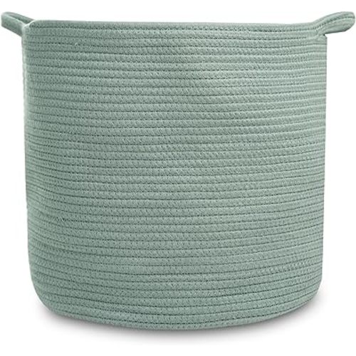 Natemia Large Storage Basket (15" x 15" x 14") - Woven Baskets for Storage, Baby Storage Basket and Toy Organizer, Blanket Basket, Perfect Baby Registry Gift, Rope Baskets for Storage, Basket Storage