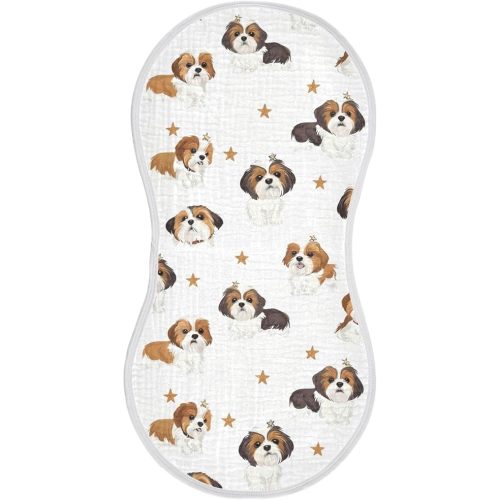 vvfelixl Muslin Burp Cloths Shih Tzu Wear Star Hairpin Baby Washcloths for Baby Girl Boys 2 Pack