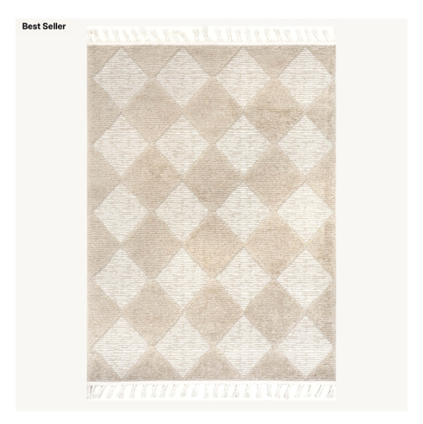 Aylin Diamond Tasseled Rug | Beige – Rugs USA