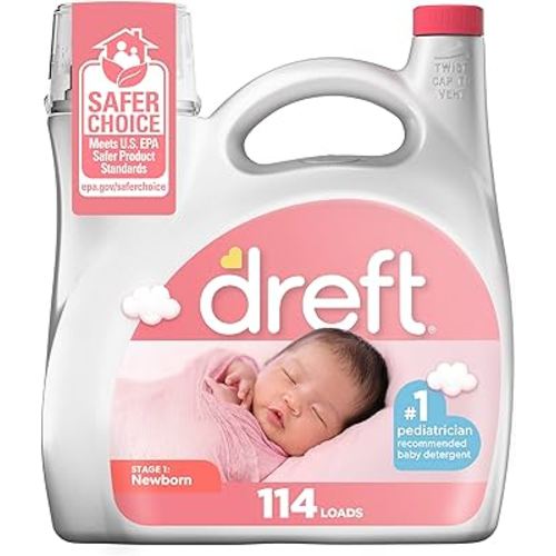 Dreft Stage 1 Newborn Baby Laundry Detergent Liquid, HE Compatible, 114 Loads, Laundry Soap for Sensitive Skin