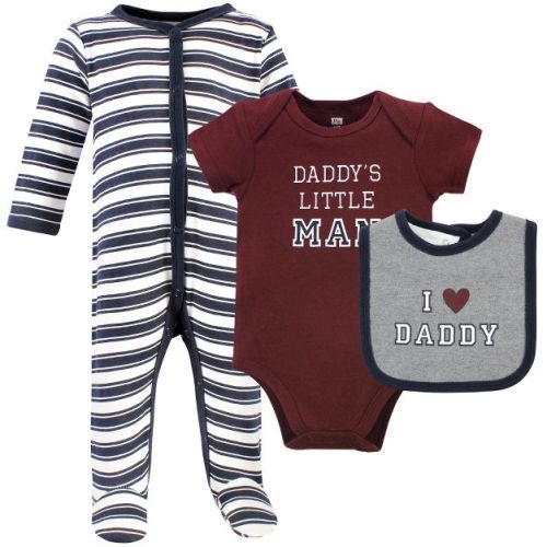 Hudson Baby Infant Boy Cotton Sleep And Play, Bodysuit And Bandana Bib Set, Boy Daddy, Newborn