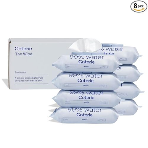 Coterie Baby Wipes, 8 Pack, 448 Count, Unscented Wipes, 99% Purified Water, Plastic-Free & Plant-Derived Fibers, Fragrance Free Hypoallergenic Sensitive Skin Baby Essentials, Clean Ingredients