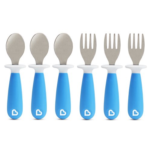 Munchkin® Raise™ Toddler Fork & Spoon Set, 6 Pack, Blue, Unisex