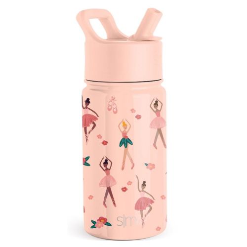Simple Modern 14oz Stainless Steel Ballerina Summit Kids Water Bottle With Straw Pink: Dishwasher-safe Tumbler For Toddlers