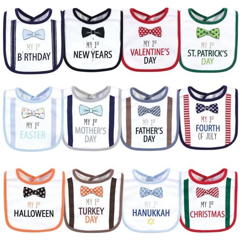 Little Treasure Unisex Baby Cotton Bibs, Holiday Bow Ties, One Size