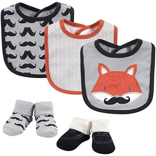 Hudson Baby Unisex BabyCotton Bib and Sock Set