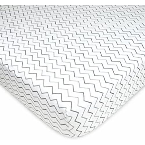 American Baby Company Fitted Crib Sheet 28" x 52", Soft Breathable Neutral 100% Cotton Jersey Sheet, Gray Zigzag, for Boys and Girls, Fits Crib and Toddler Bed mattresses