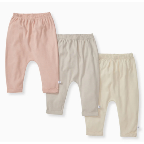 Solid Organic Cotton Baby Pants 3 Pack - Pink Sand