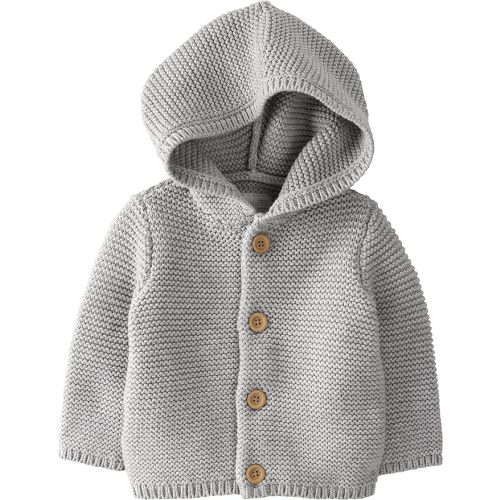 Little Planet by Carter's Baby Organic Signature Stitch Cardigan - 9 Months - Grey Heather