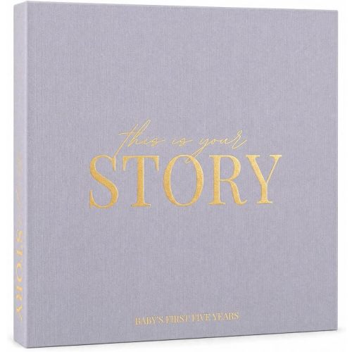 Baby Memory Book from Pregnancy to Age 5, Baby Book Keepsake & Milestone Journal for Boy or Girl, Gender Neutral Scrapbook Album with Stickers & Keepsake Box - Lavender