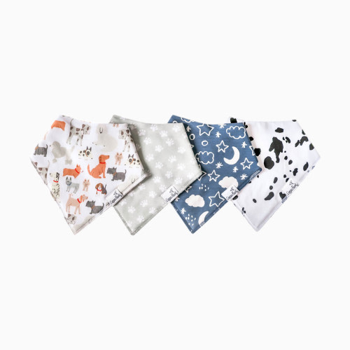 Printed Bandana Bib Set (4-Pack) - Dogs Rufus