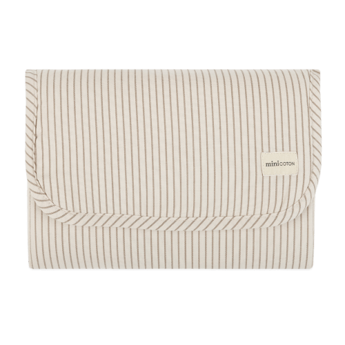 Folded Changing Mat Beige Stripes · Minicoton