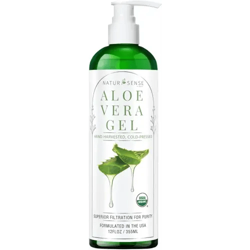 NaturSense USDA Organic Aloe Vera Gel from 100% Pure Aloe. Deep Hydration, Effective Moisturizing. Great for Hair, Scalp, Face, Dry Skin, Acne, Sunburn, Sensitive Skin. Unscented, 12 oz.
