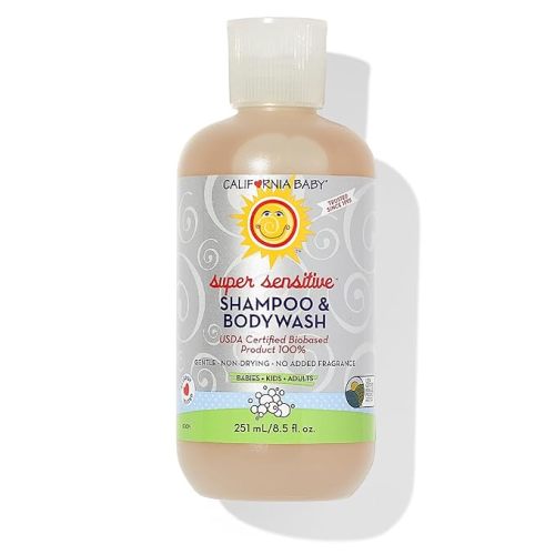 California Baby Super Sensitive Baby Shampoo and Body Wash | 100% Plant-Based | Gentle Fragrance Free Shampoo | Hypoallergenic | 251 mL / 8.5 oz