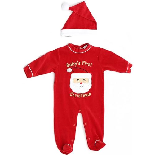 Just Love Christmas Coverall for Baby & Infant with Matching Santa Hat