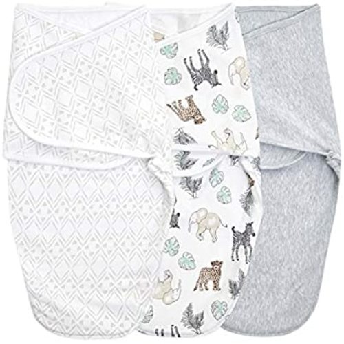 Aden + Anais Essentials Easy Wrap Swaddle, Cotton Knit Baby Wrap, Newborn Wearable Swaddle Sleep Sack, 3 Pack, Toile, 0-3 Months, Small/Medium - 0-3M